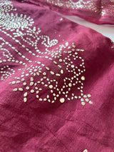 Maroon Mul Chanderi dress material with mukaish
