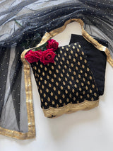 Black Banarsi Georgette Embroidered Unstitched Suit set