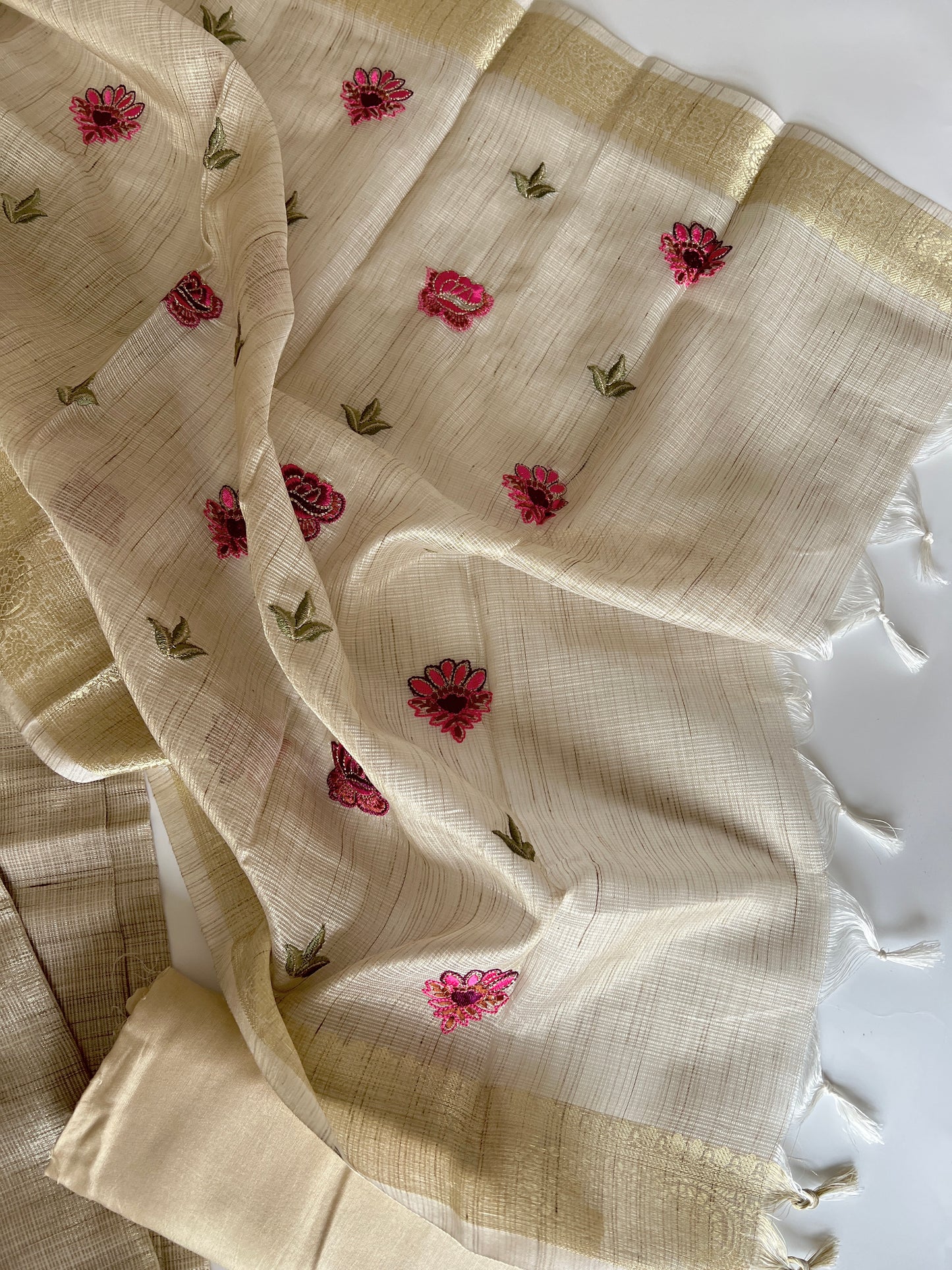Floral Embroidery kotta shimmer Dress material