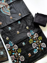 Black knot embroidery Unstitched suit material