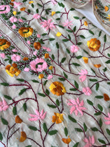 Chanderi Phulkari embroidery Unstitched suit material