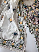 Chanderi Phulkari embroidery Unstitched suit material