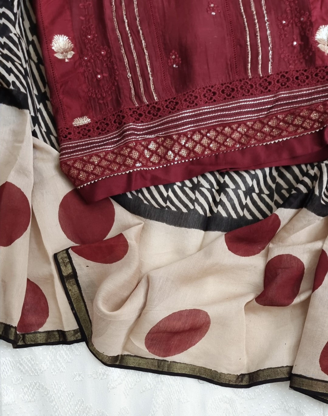 Maroon Pure Maheshwari Designer Dress material