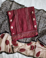 Maroon Pure Maheshwari Designer Dress material