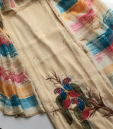 Parrot print linen handwork suit material