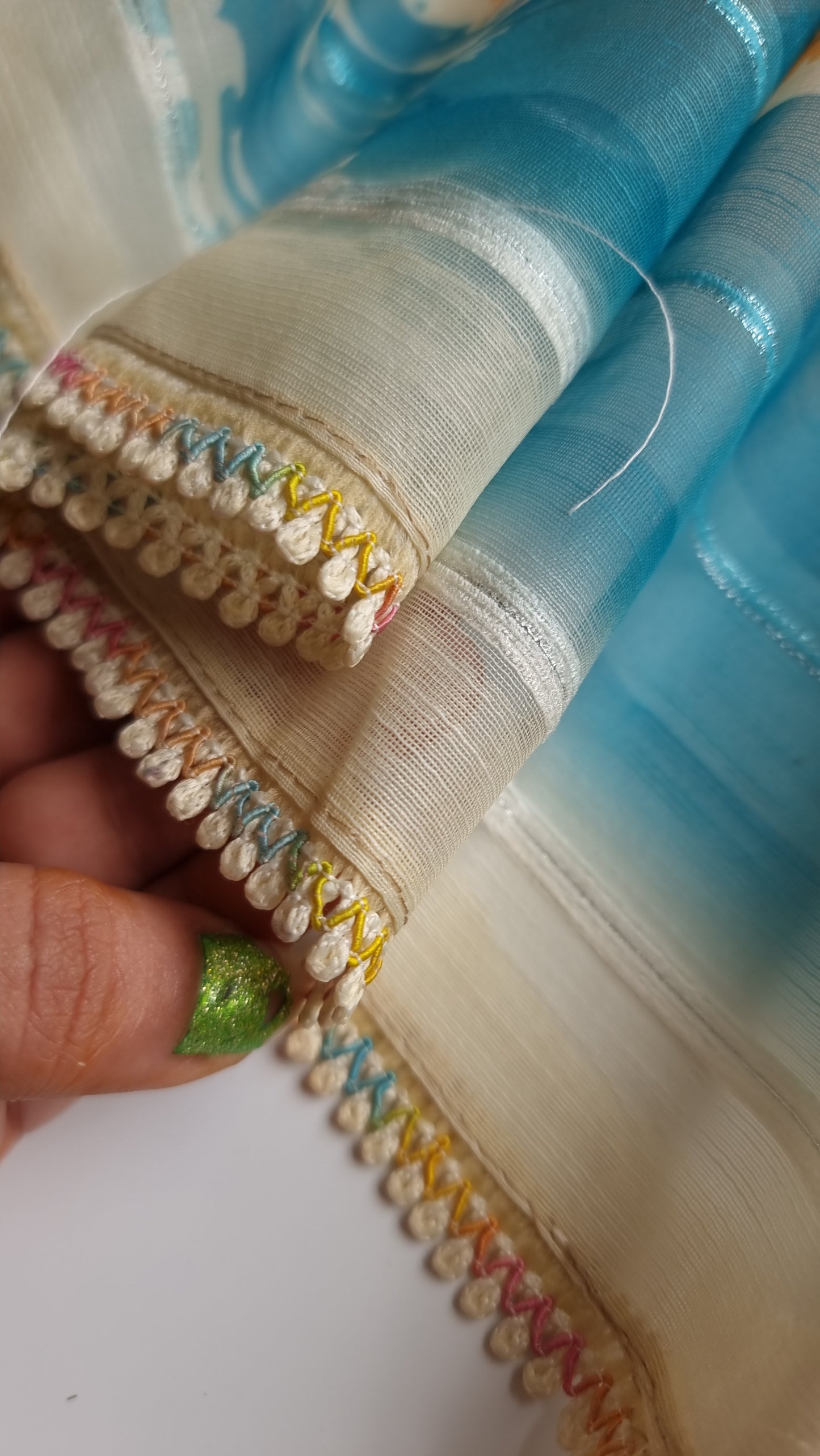 Parrot print linen handwork suit material