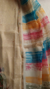 Parrot print linen handwork suit material