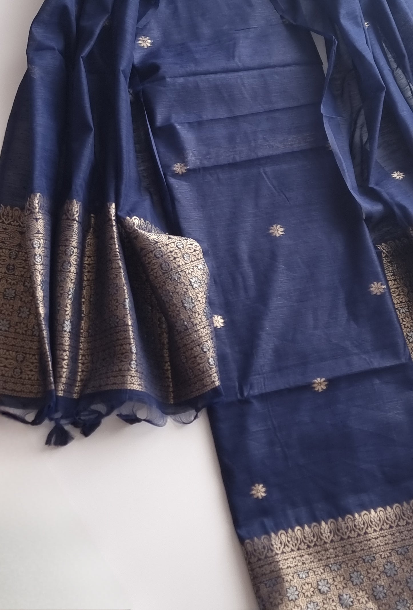 Blue Vedika Silk Unstitched suit material