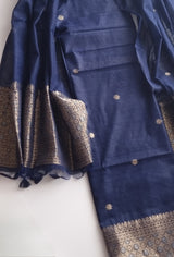 Blue Vedika Silk Unstitched suit material