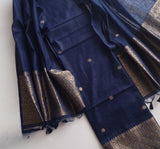 Blue Vedika Silk Unstitched suit material