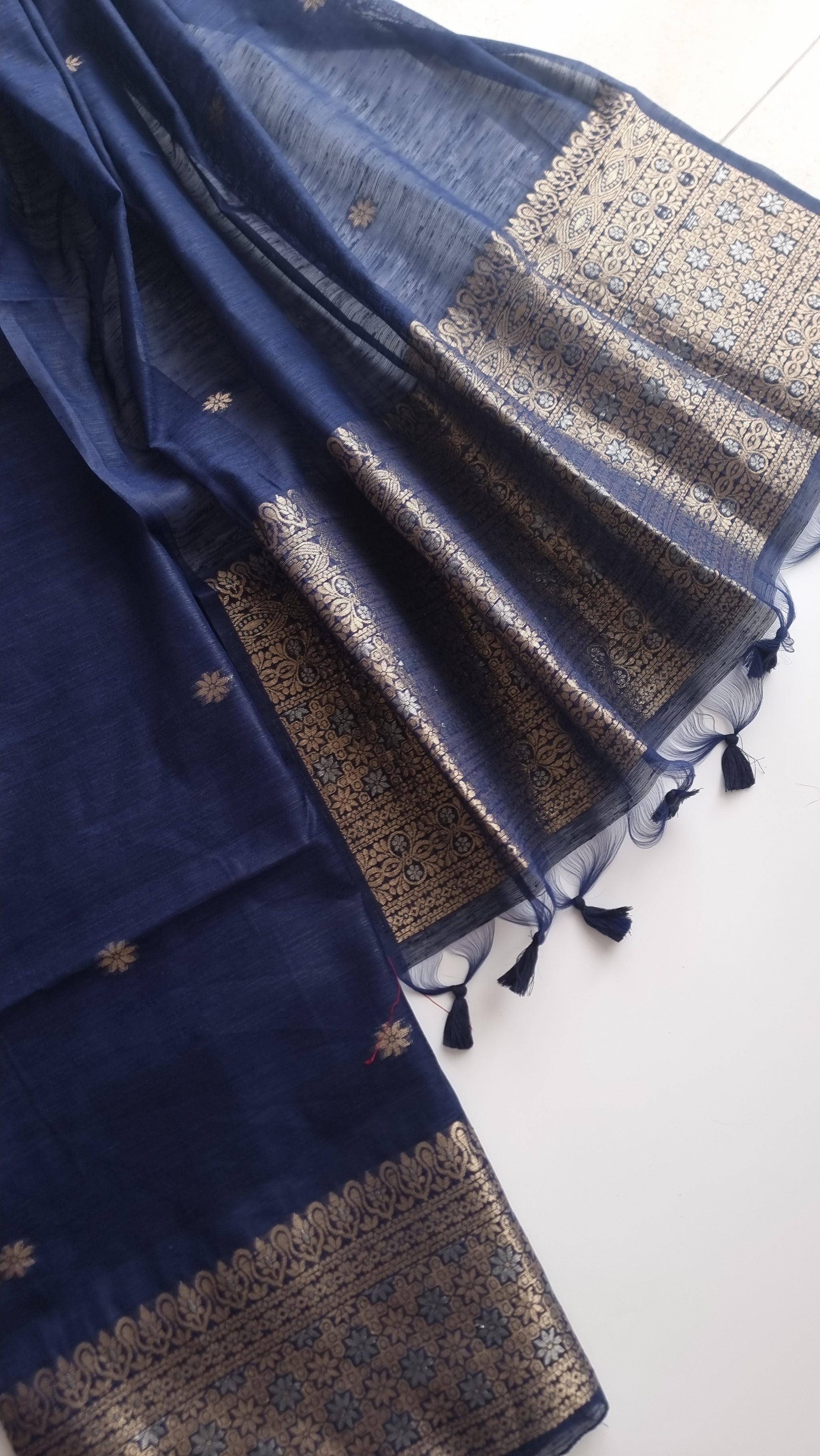Blue Vedika Silk Unstitched suit material