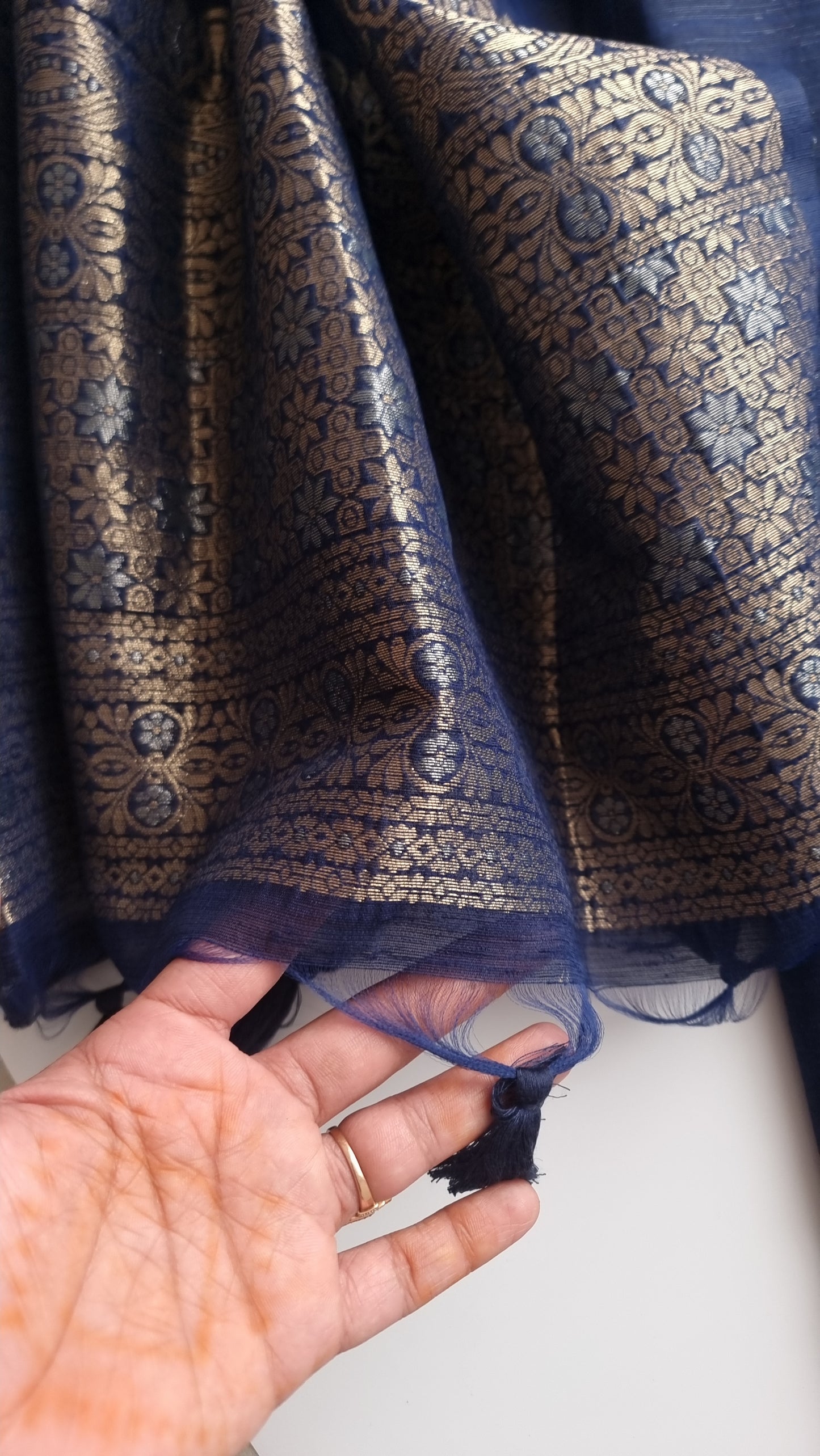 Blue Vedika Silk Unstitched suit material