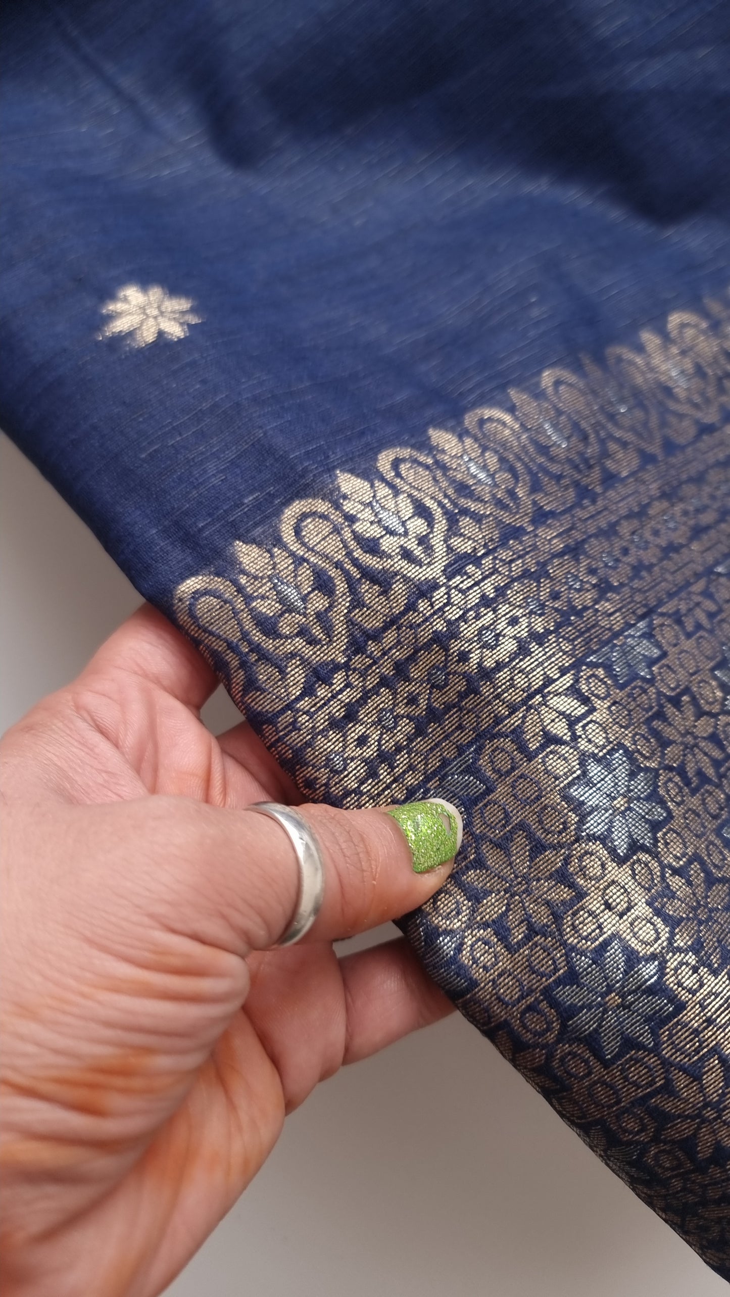 Blue Vedika Silk Unstitched suit material