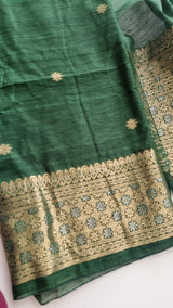 Green Vedika Silk Unstitched suit material