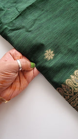 Green Vedika Silk Unstitched suit material