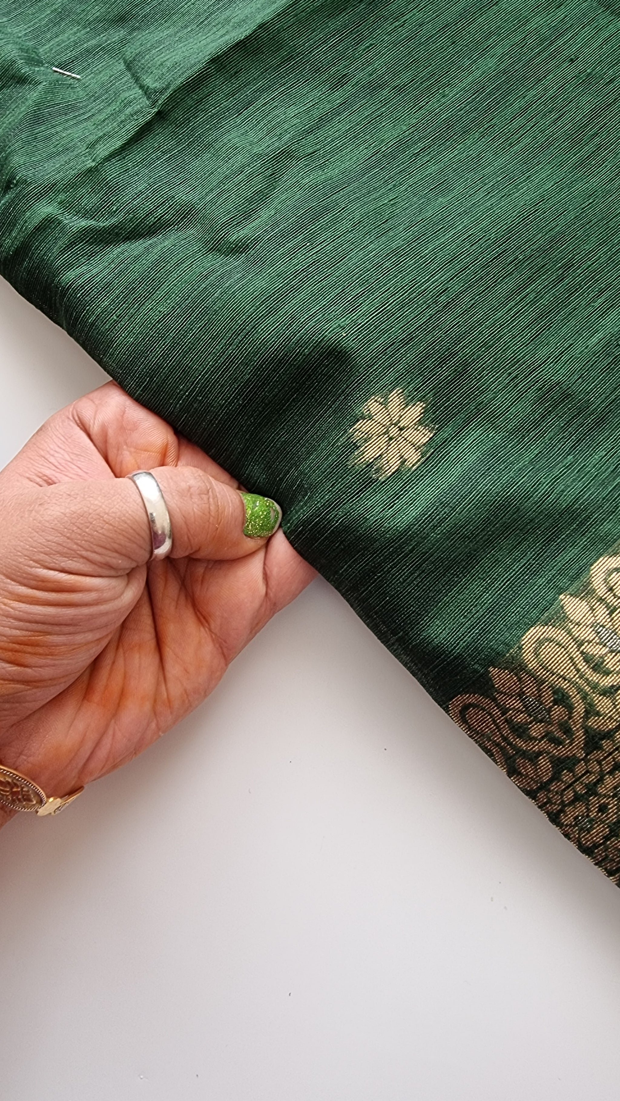 Green Vedika Silk Unstitched suit material