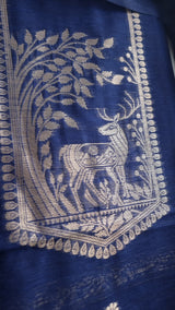 Blue Vedika Silk Unstitched suit material