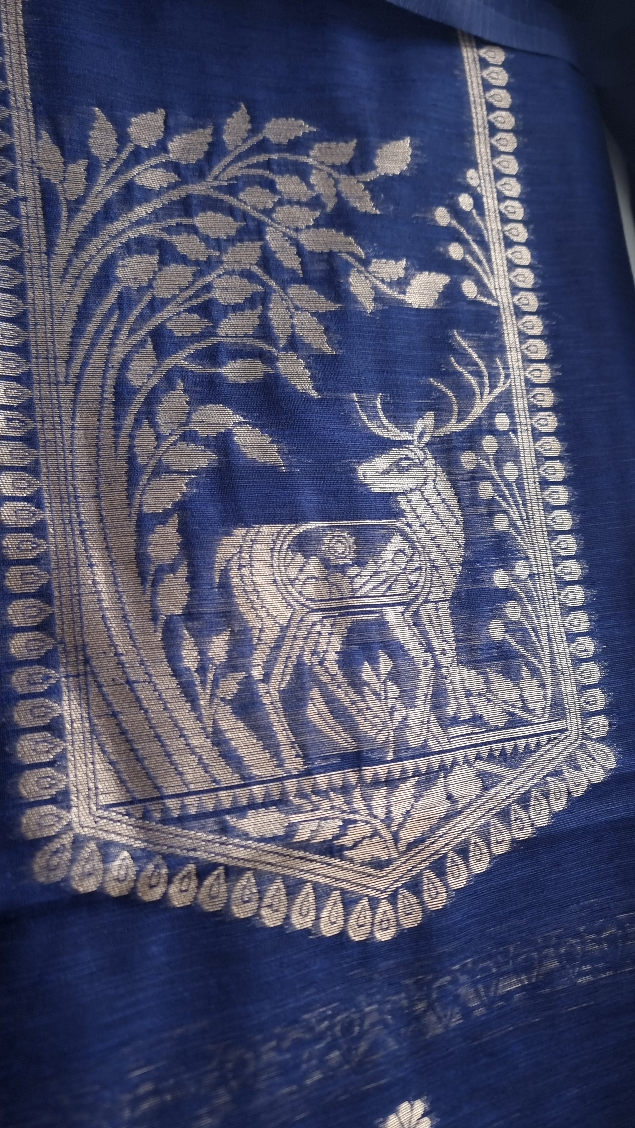 Blue Vedika Silk Unstitched suit material