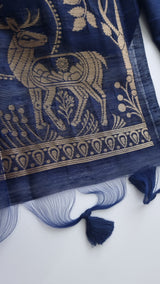 Blue Vedika Silk Unstitched suit material