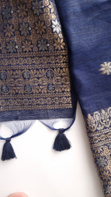 Blue Vedika Silk Unstitched suit material