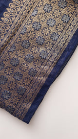 Blue Vedika Silk Unstitched suit material