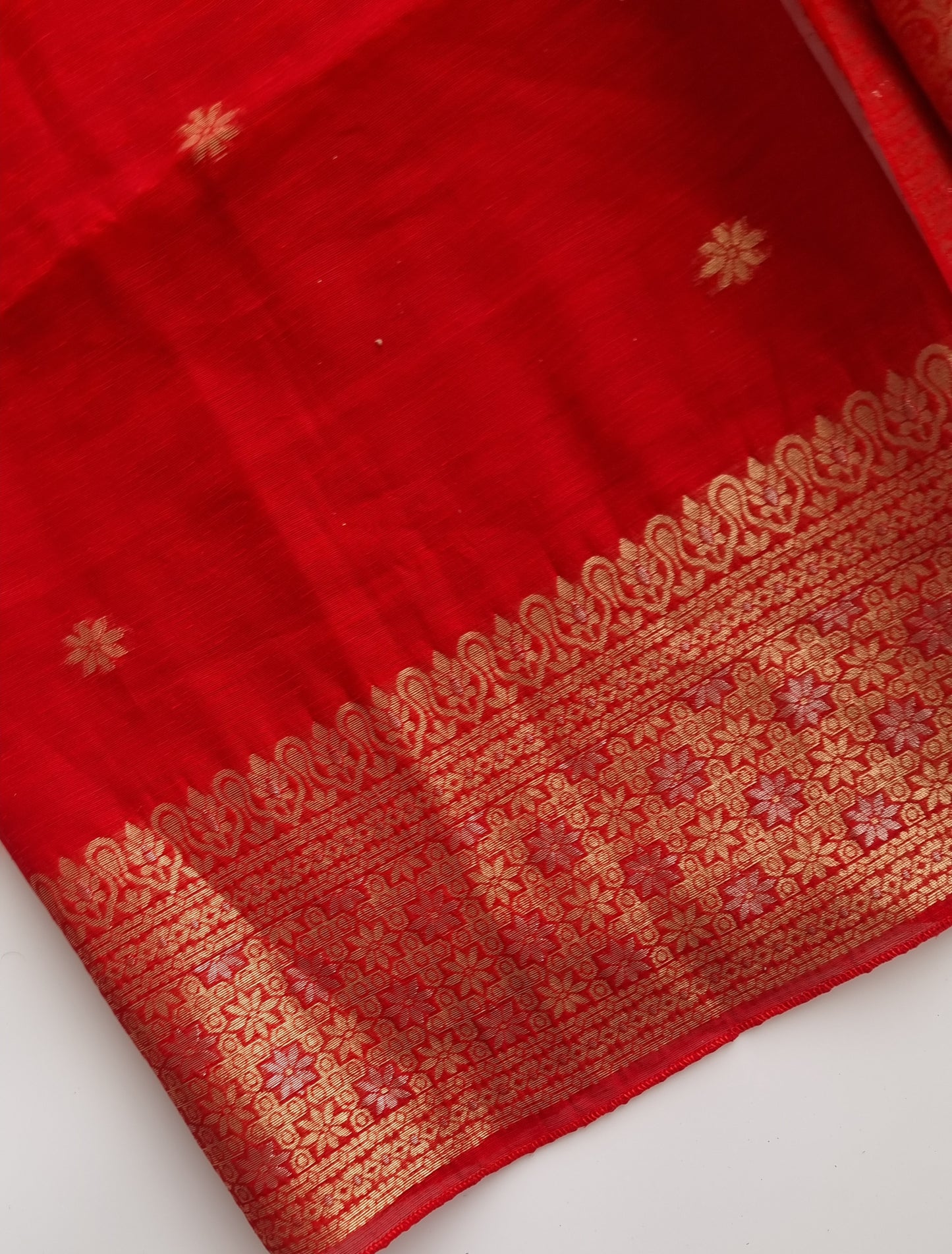 Red Vedika Silk Unstitched suit material