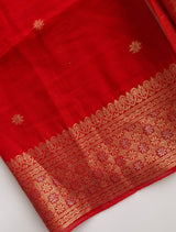 Red Vedika Silk Unstitched suit material