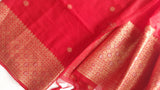 Red Vedika Silk Unstitched suit material