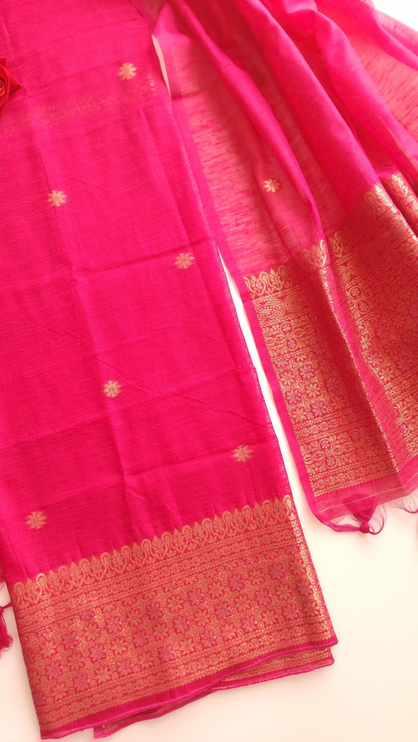 Pink Vedika Silk Unstitched suit material