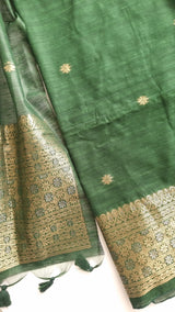 Green Vedika Silk Unstitched suit material