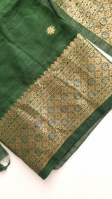 Green Vedika Silk Unstitched suit material