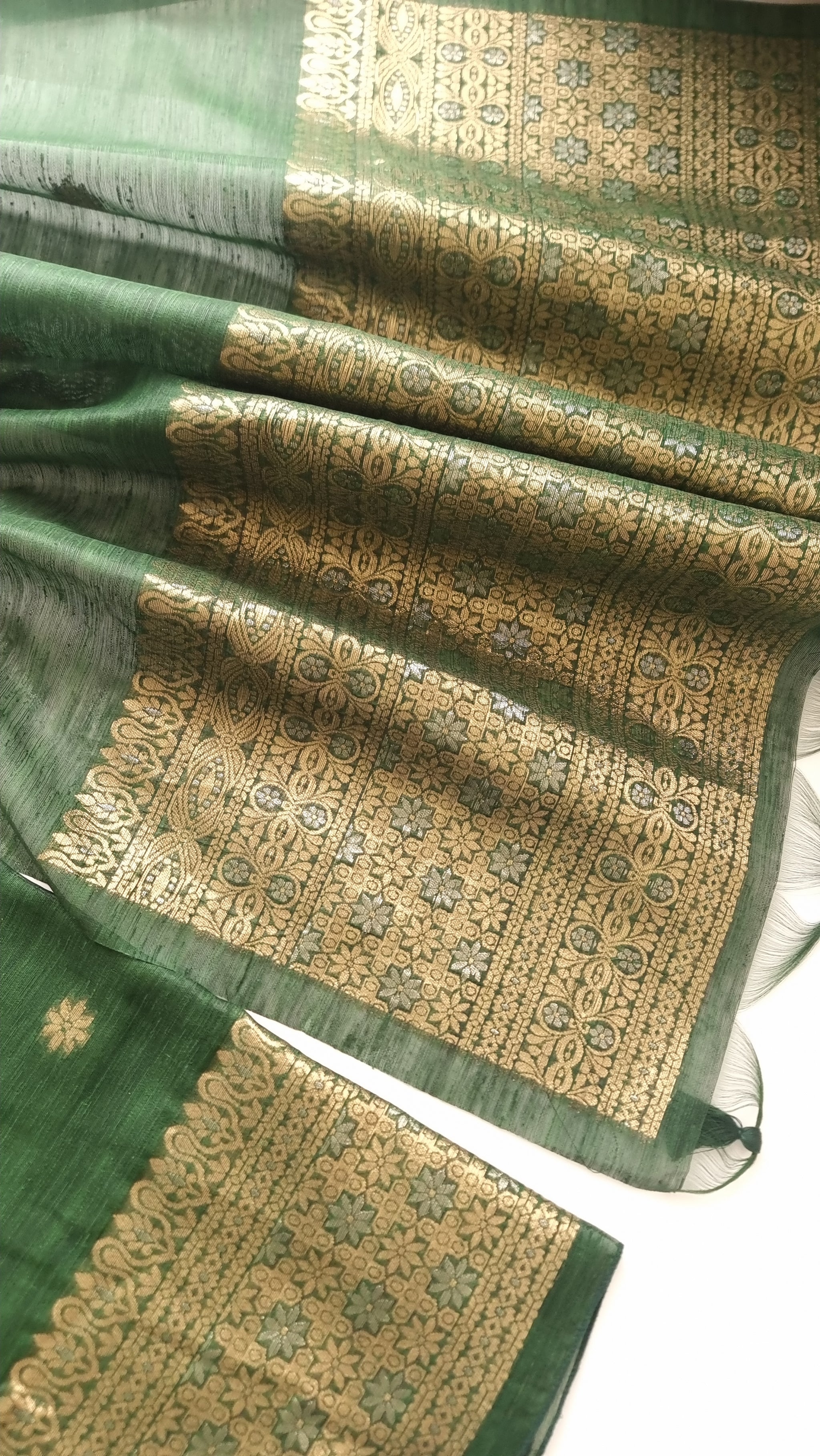 Green Vedika Silk Unstitched suit material