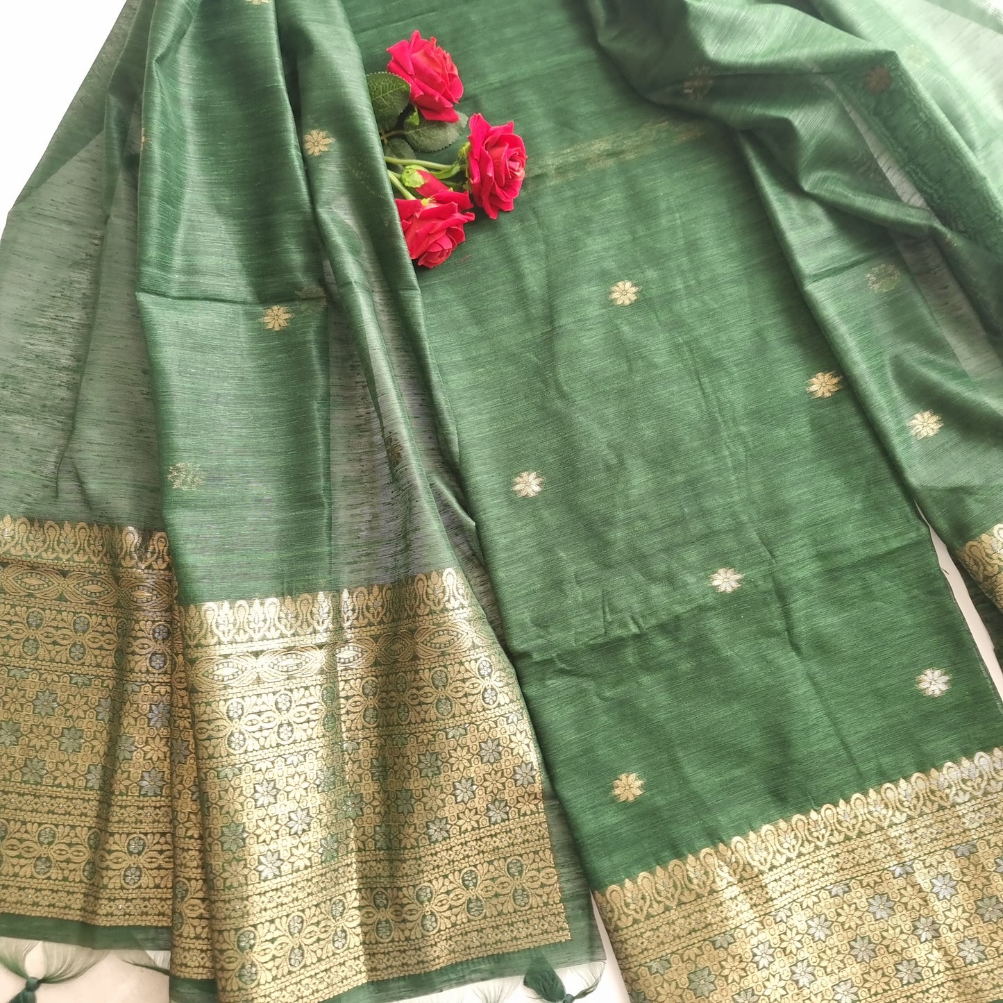 Green Vedika Silk Unstitched suit material