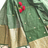 Green Vedika Silk Unstitched suit material