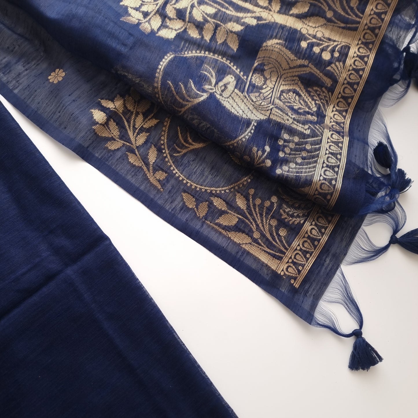Blue Vedika Silk Unstitched suit material