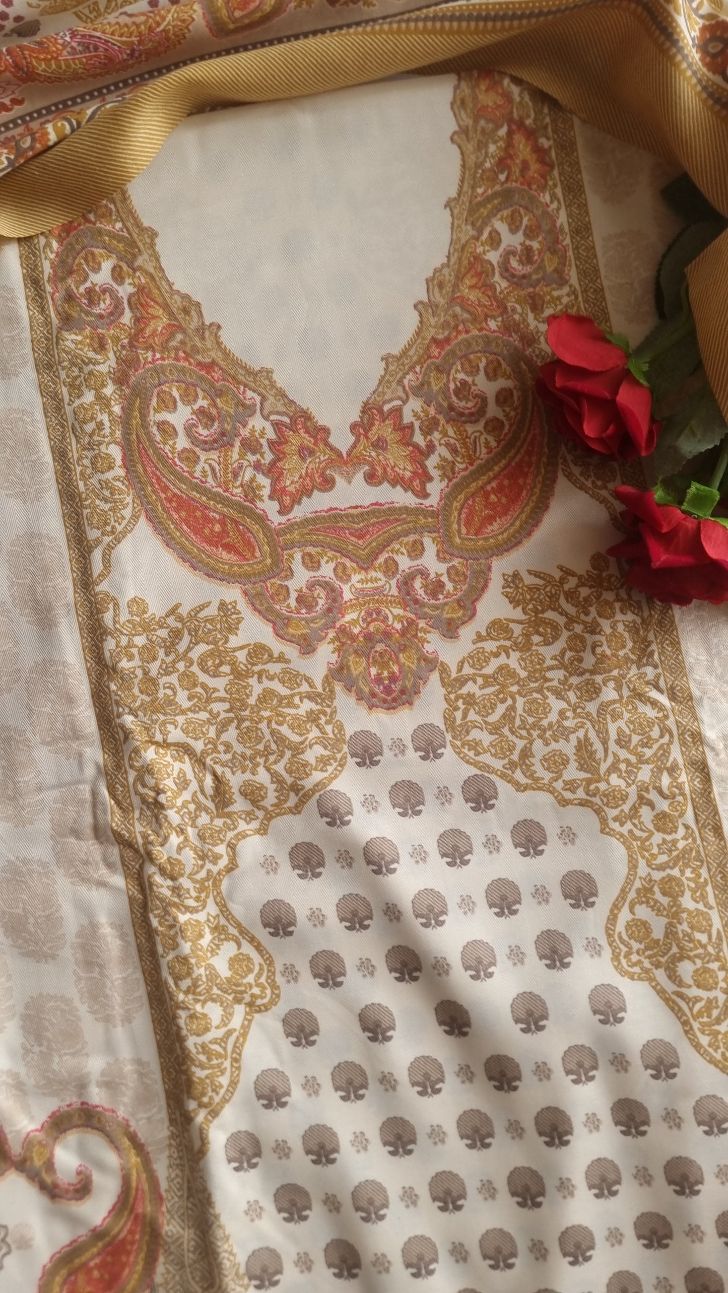 Printed Pashmina Unstitched suit set