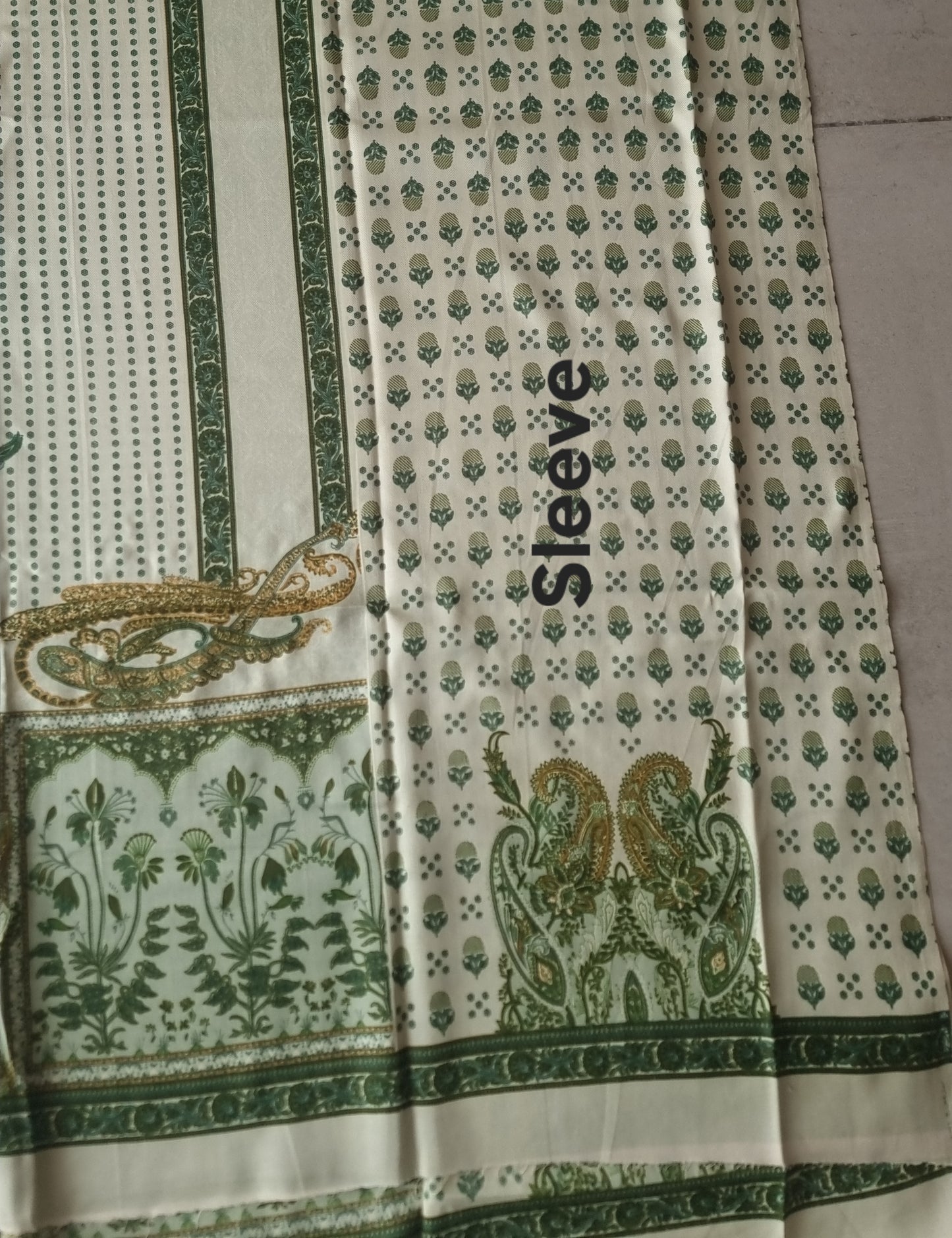 Green Printed Pashmina Unstitched suit set