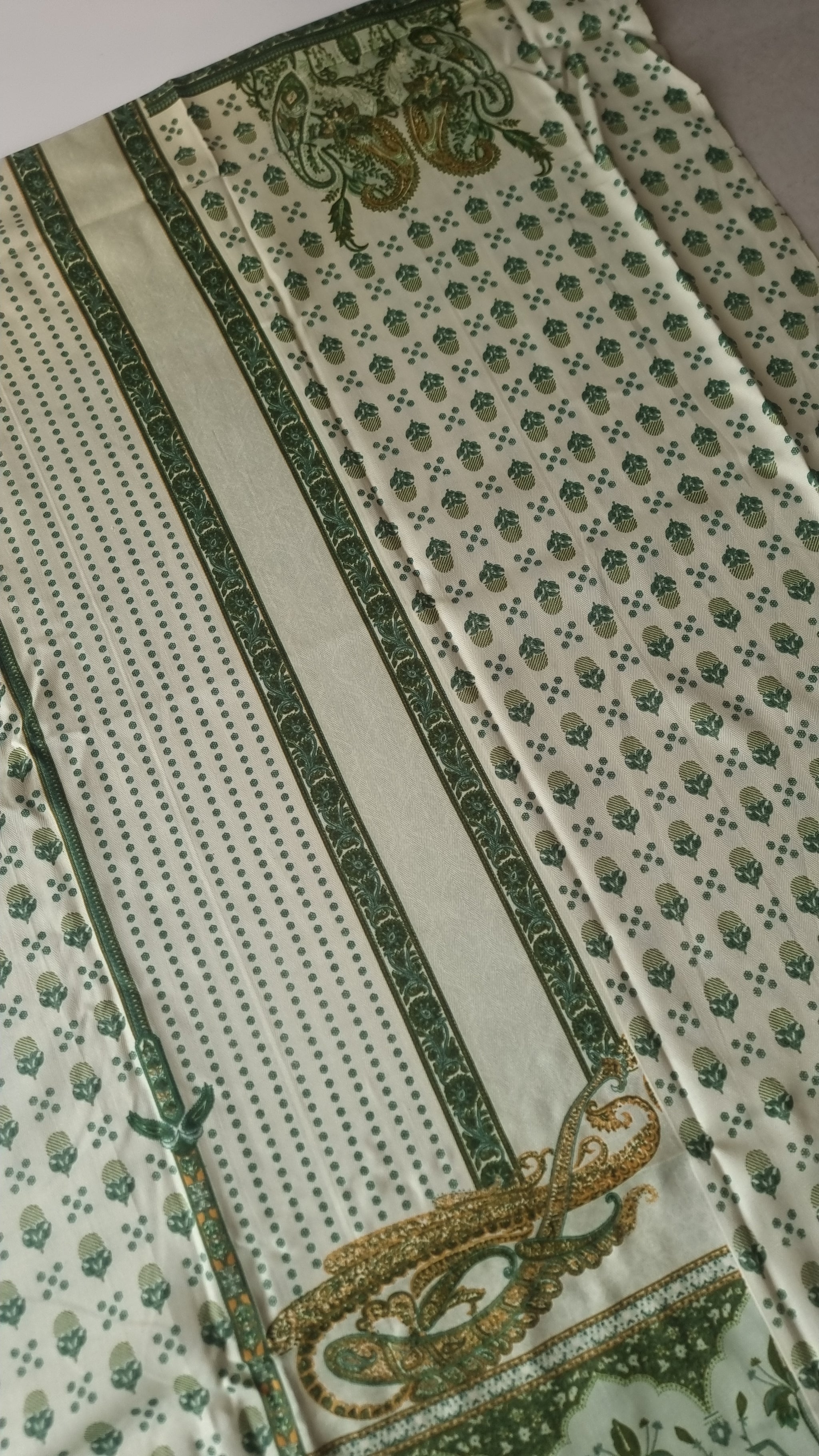 Green Printed Pashmina Unstitched suit set