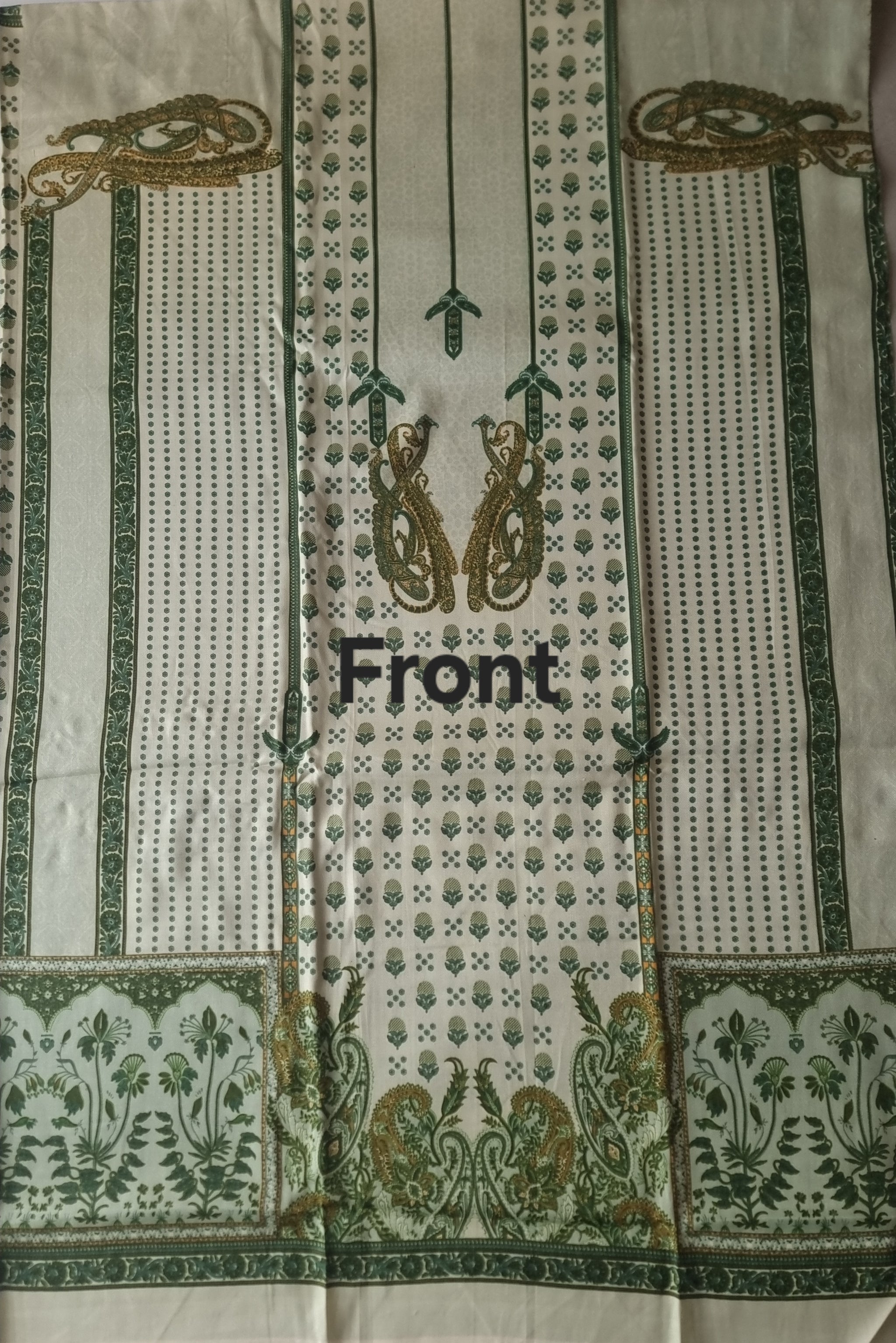 Green Printed Pashmina Unstitched suit set