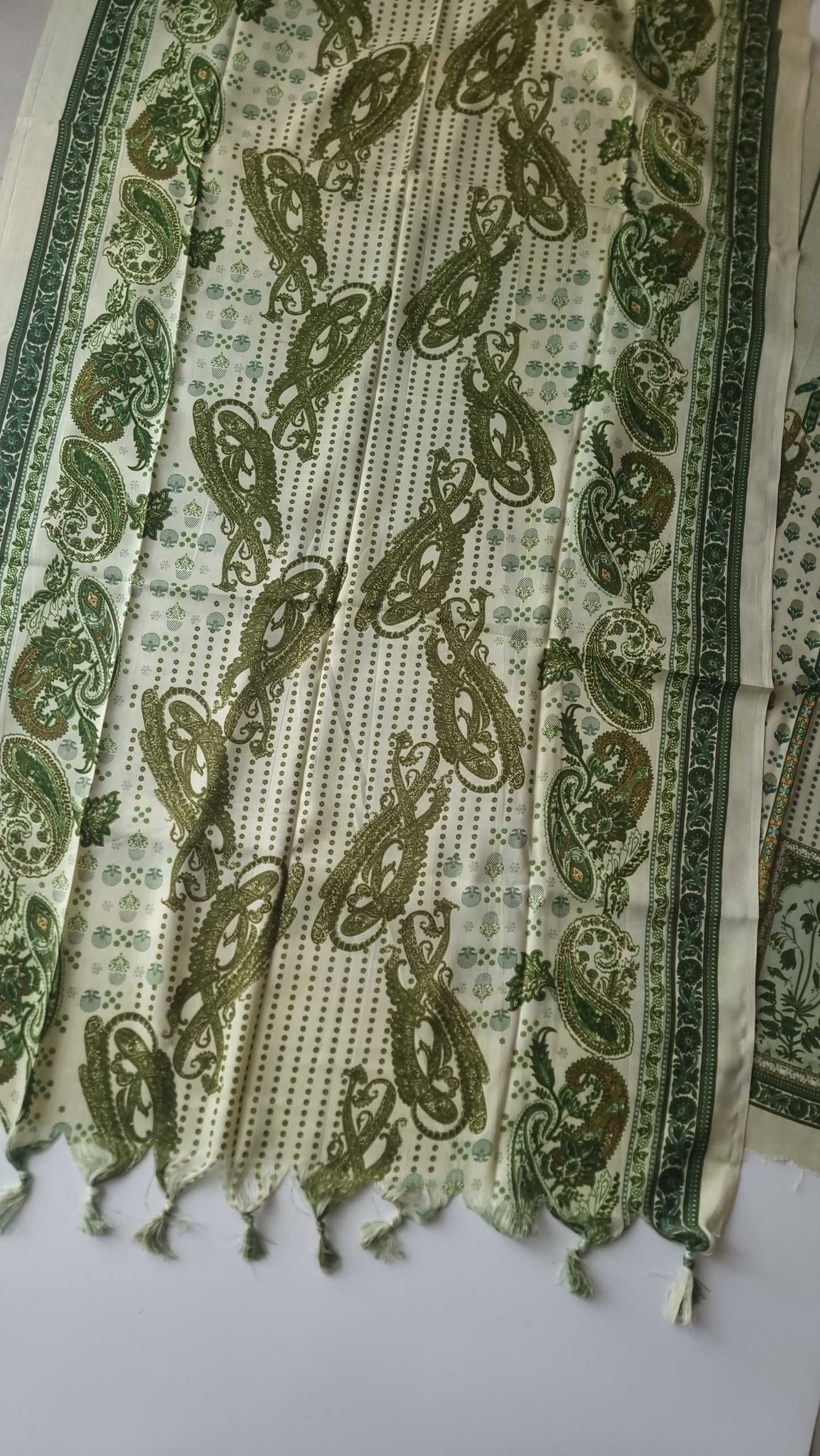 Green Printed Pashmina Unstitched suit set