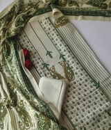 Green Printed Pashmina Unstitched suit set
