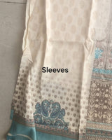 Blue Printed Pashmina Unstitched suit set
