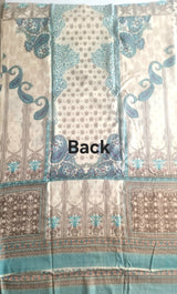 Blue Printed Pashmina Unstitched suit set