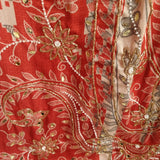 Masleen Handwork Unstitched suit with print and mirrors