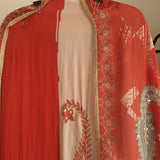 Masleen Handwork Unstitched suit with print and mirrors