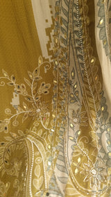 Masleen Handwork Unstitched suit with print and mirrors