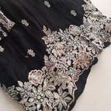 Black Opada Silk with multi color thread work.