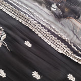 Black Opada Silk with multi color thread work.