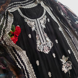 Black Opada Silk with multi color thread work.