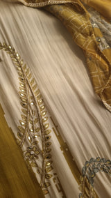 Masleen Handwork Unstitched suit with print and mirrors